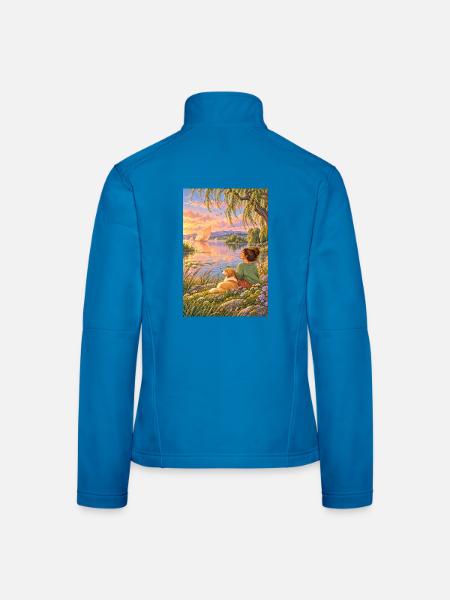 Frau und Hund am Traumsee - Frauen Softshelljacke - Lichtblau - Hinten
