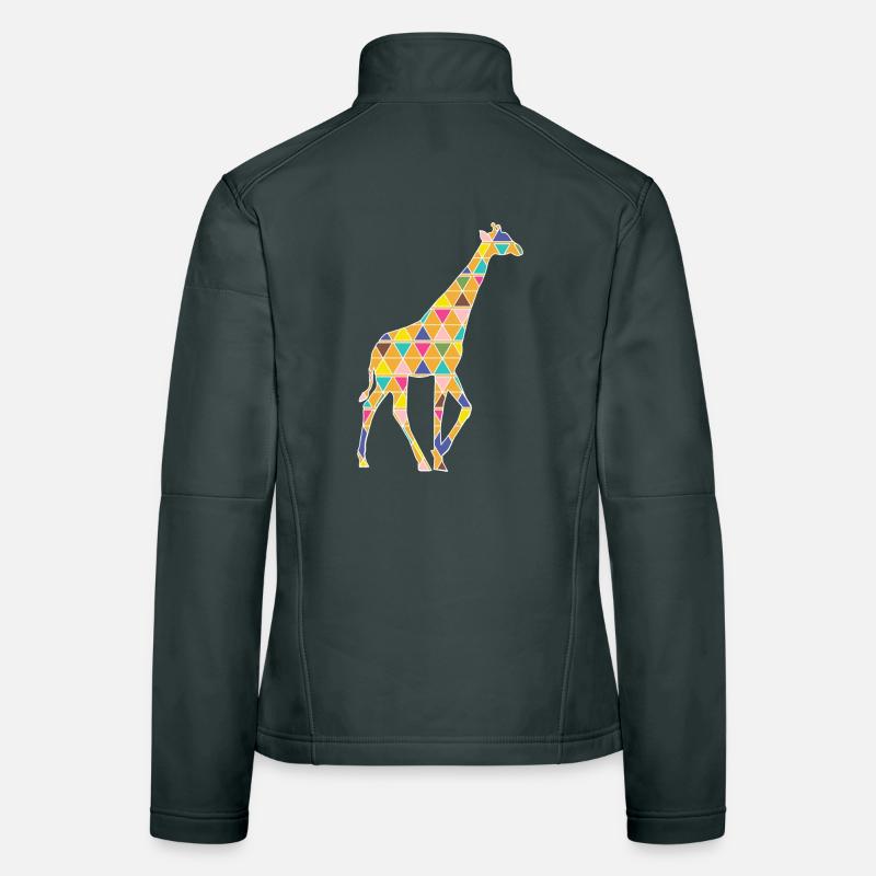 A colorful graphic Giraffe Women's Softshell Jacket