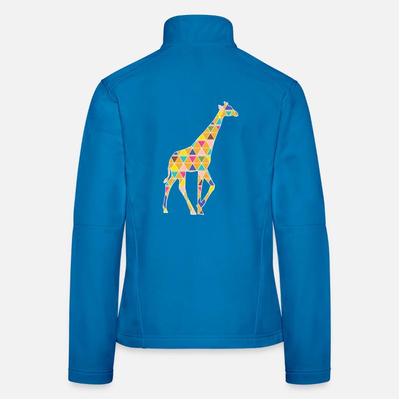 A colorful graphic Giraffe Women's Softshell Jacket