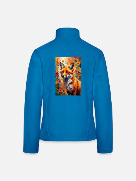 Fox flowers abstract fox lover gift - Women's Softshell Jacket - light blue - Back