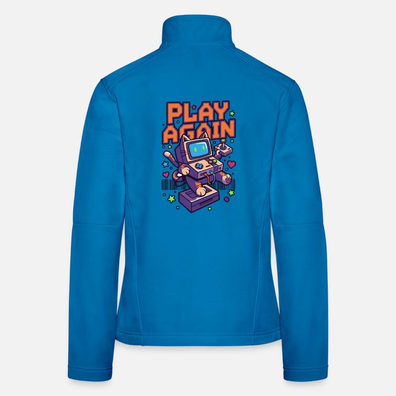 Play Again: Retro Cat Arcade Women's Softshell Jacket