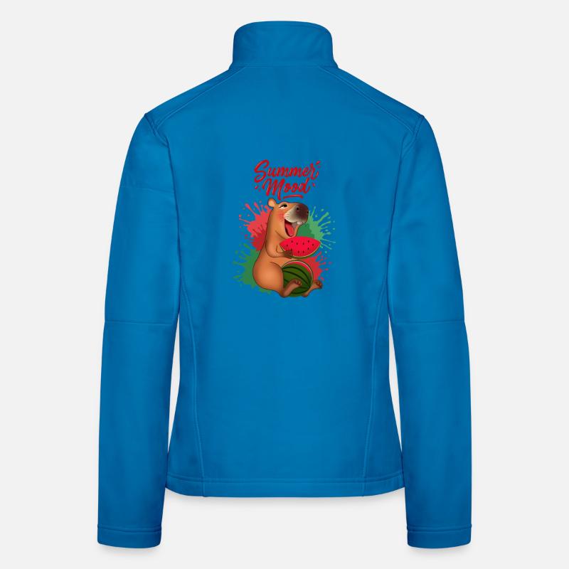 Capybara souriant avec pastèque Veste en tissu softshell Femme