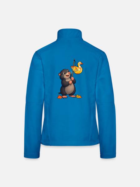 Maulwurf mit fröhlichem Gänse-Lampion - Frauen Softshelljacke - Lichtblau - Hinten