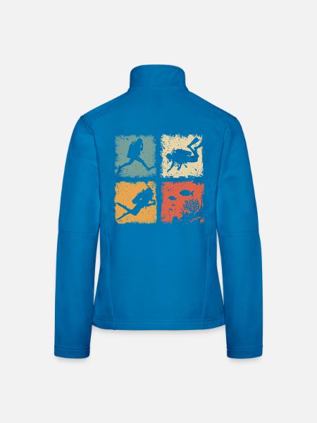 Retro Tauchen im Meer Für Schnorchler Und Taucher - Frauen Softshelljacke - Lichtblau - Hinten