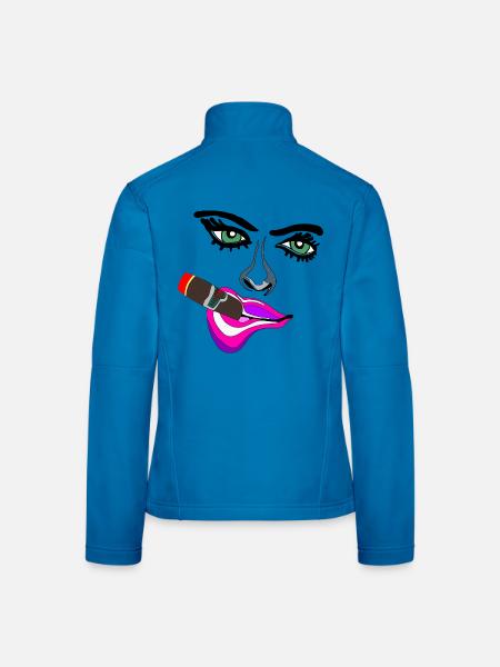 Frau mit pinken Lippen und Zigarre - Frauen Softshelljacke - Lichtblau - Hinten