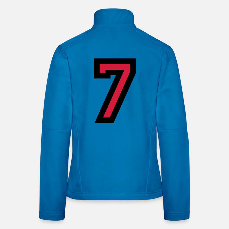 Zahl 7 - Nummer 7 (Rot) Nr. 7 - Frauen Softshelljacke - Lichtblau