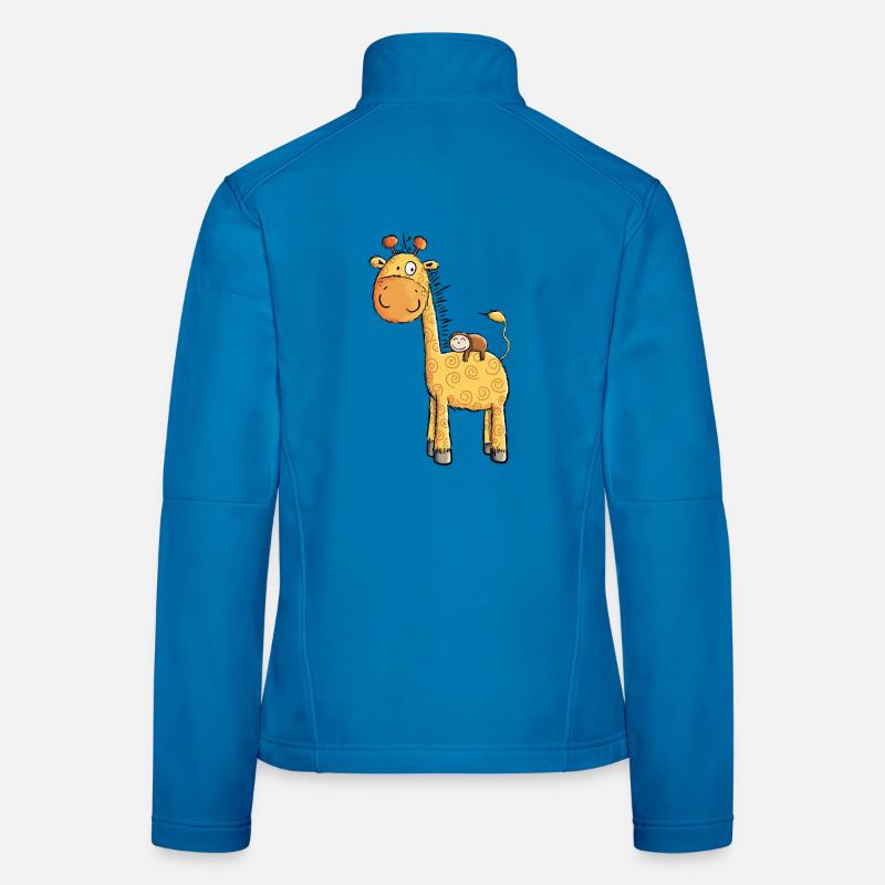 Cute Giraffe with Sloth I Wild Animal Comic - Women's Softshell Jacket - light blue