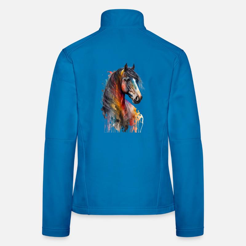 Multicolor Horse Lovers | Horse Design - Women's Softshell Jacket - light blue
