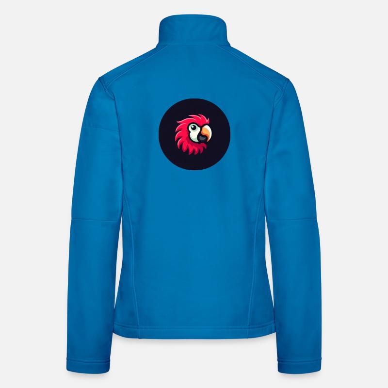 Cute parrot in comic style in red Women's Softshell Jacket