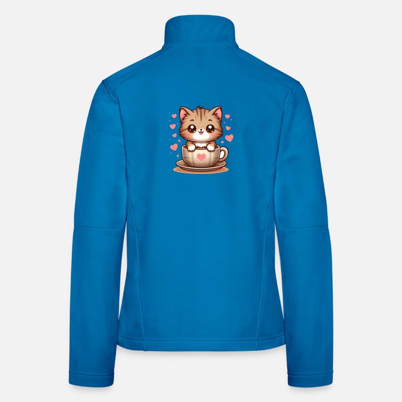 Cat with Coffee Mug 2 Women's Softshell Jacket