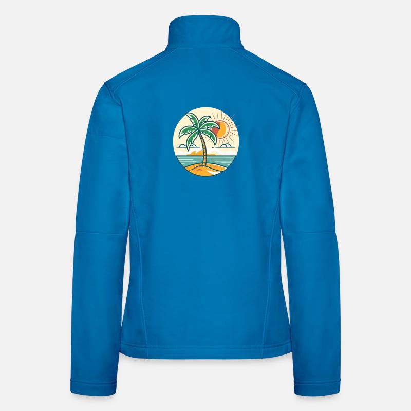Island palm tree at sunset Women's Softshell Jacket