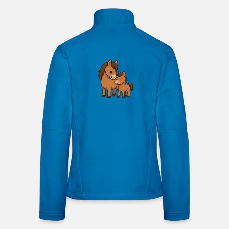 Mama Pferd kuschelt mit ihrem Babypferd - Frauen Softshelljacke - Lichtblau