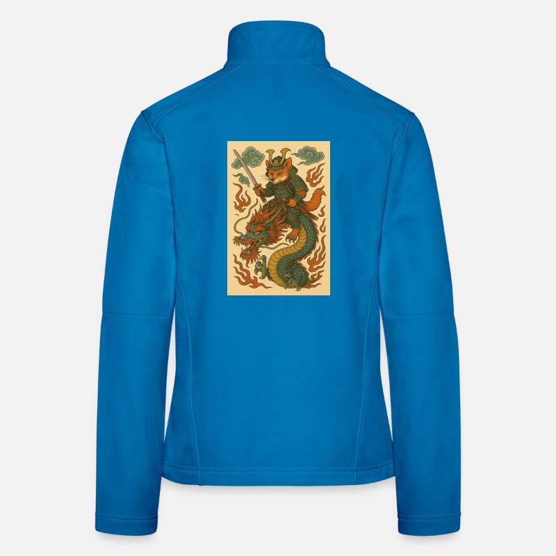 Fuchskrieger und Drachen in Kampfform - Frauen Softshelljacke - Lichtblau