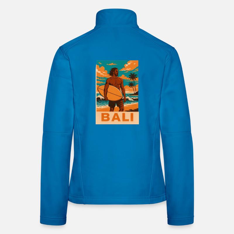 Surfeurs sur la plage de Bali Coucher de soleil Veste en tissu softshell Femme