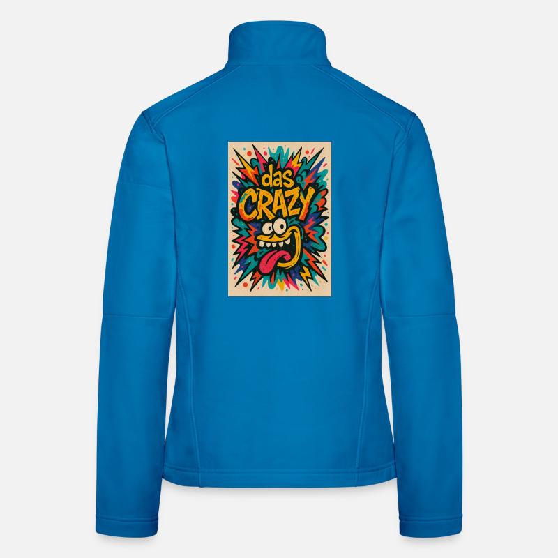 Buntes Comic-Design mit Cartoon-Motiv das Crazy  Frauen Softshelljacke