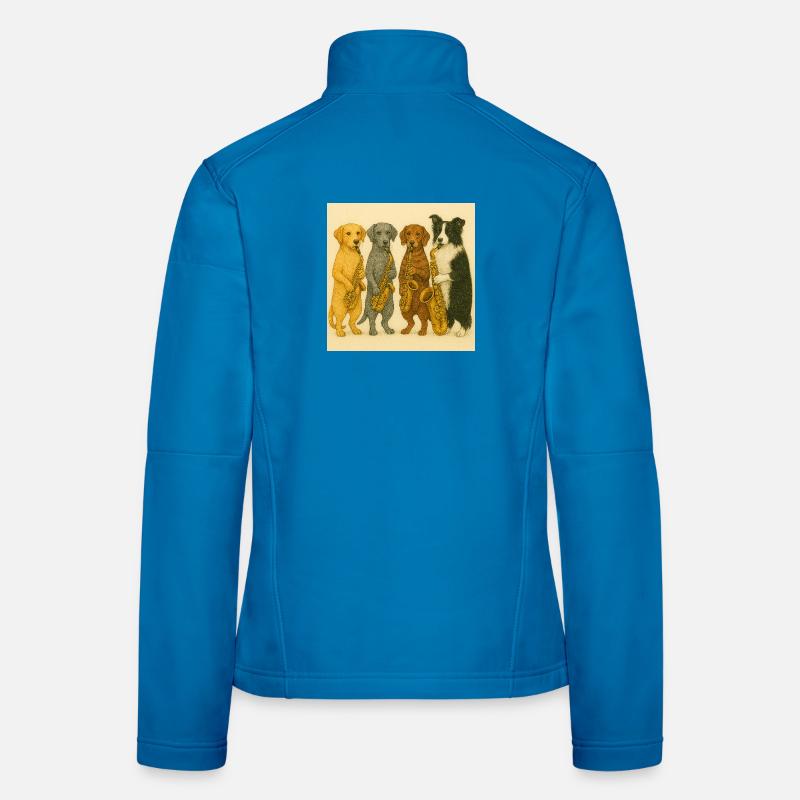 Hunde mit Saxofonen Illustration - Frauen Softshelljacke - Lichtblau