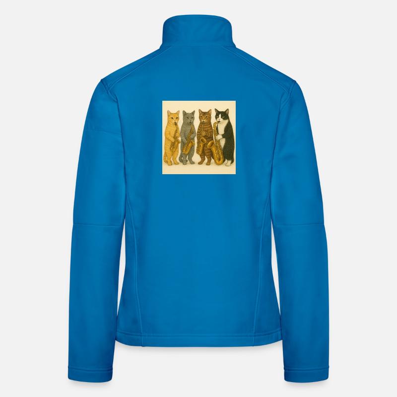 Jazzende Katzen mit Saxophonen Frauen Softshelljacke