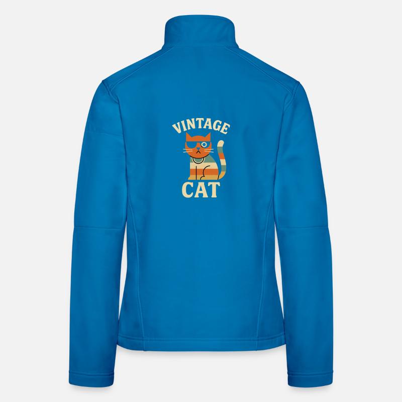 Vintage Katzen Illustration mit Retro Aesthetic Frauen Softshelljacke
