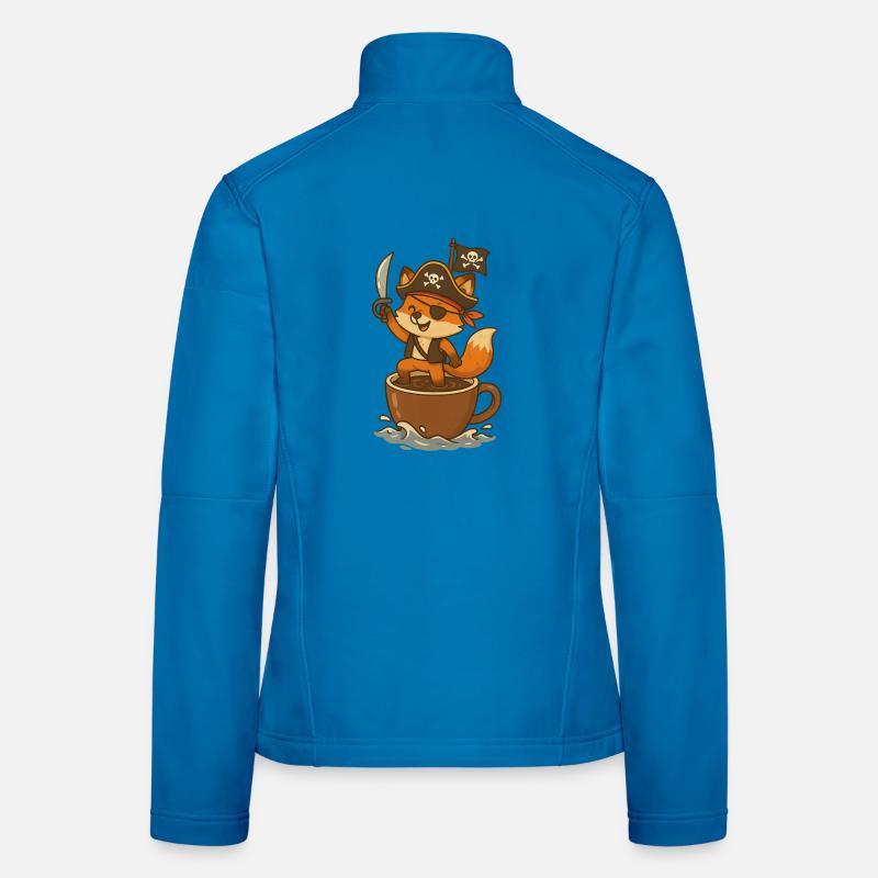 Pirate renard avec cache-œil et drapeau au trésor Veste en tissu softshell Femme