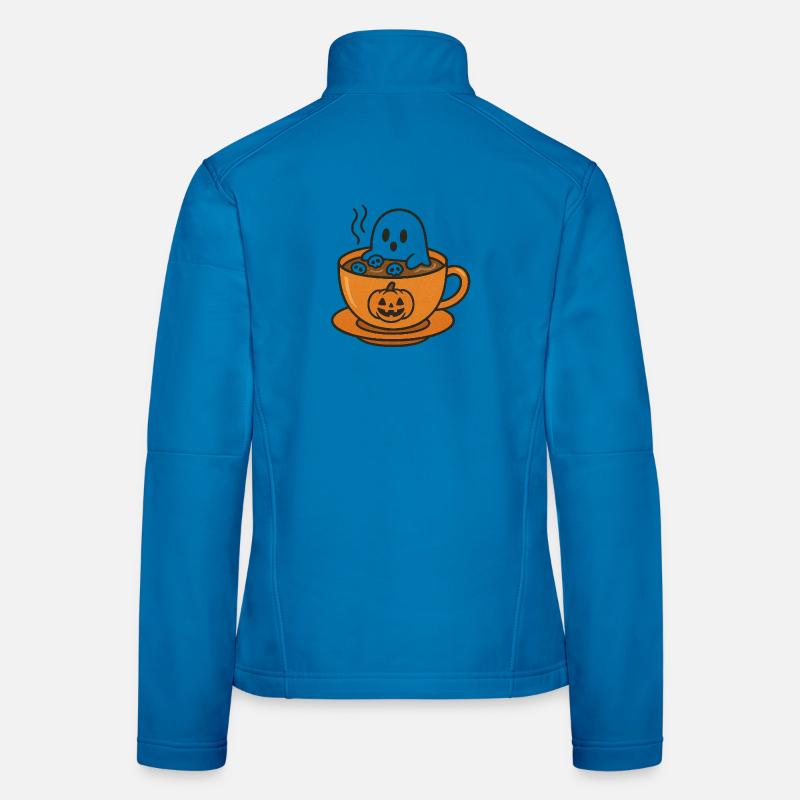 Ghost in Pumpkin Coffee Cup Women's Softshell Jacket