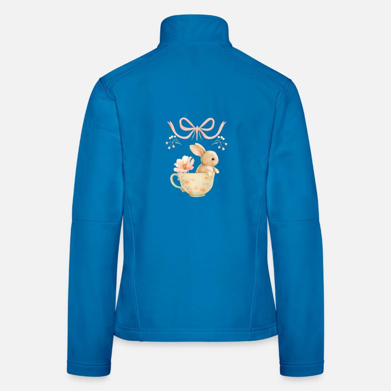 Pastel Bunny in Floral Mug - Women's Softshell Jacket - light blue