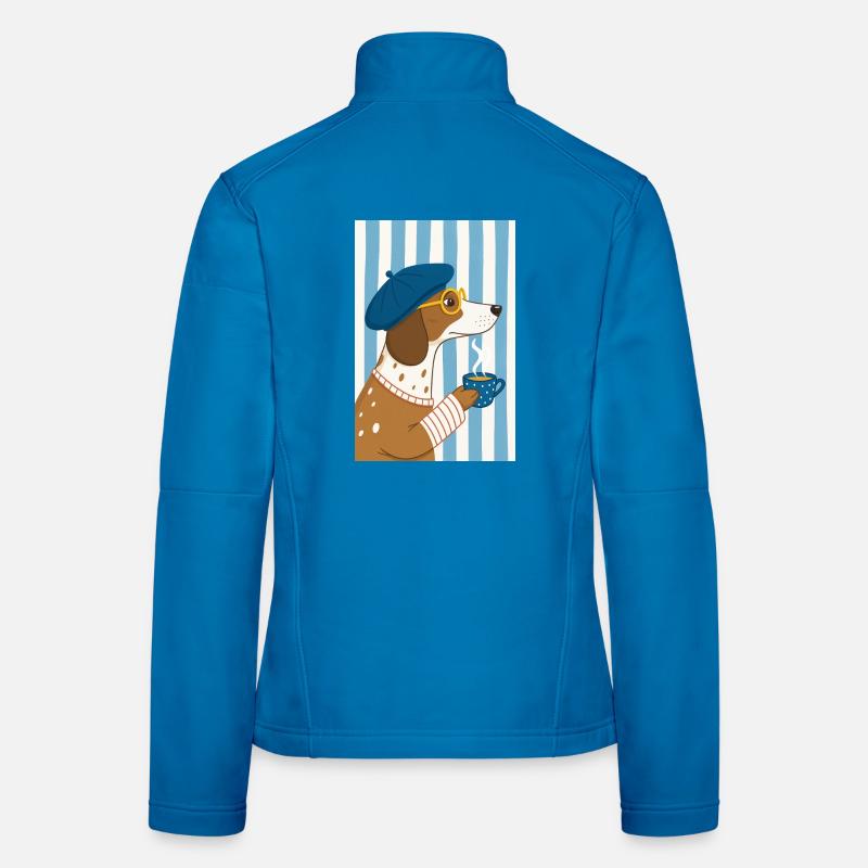 Chien chic café et béret Veste en tissu softshell Femme