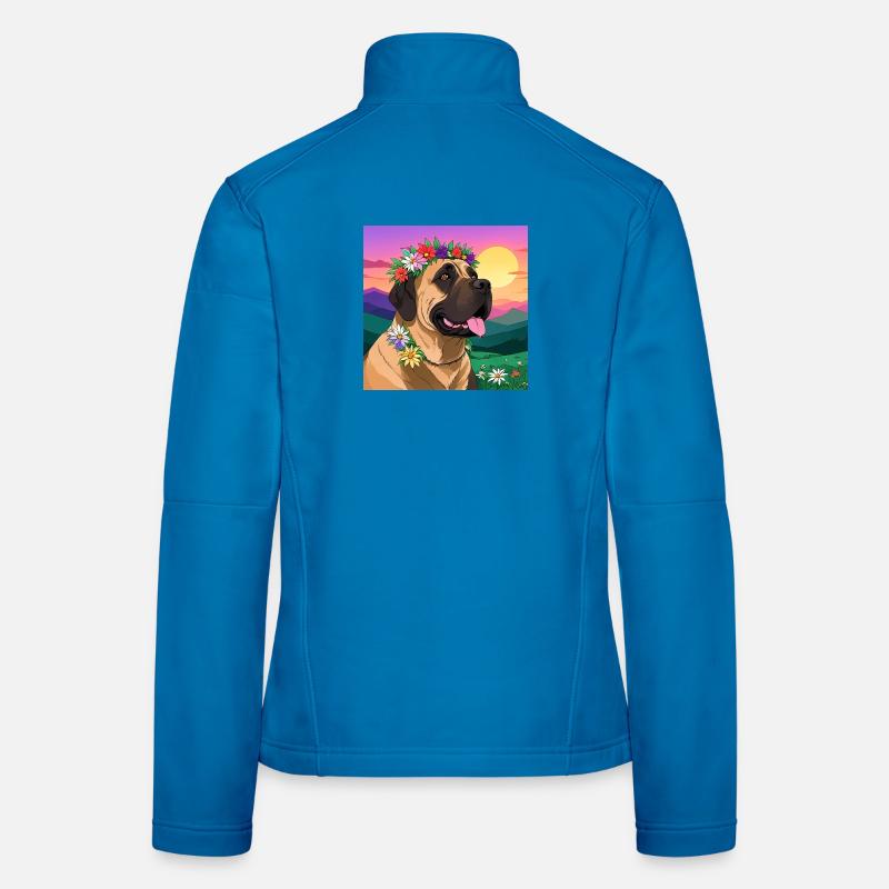 Mastiff mit Blumenkranz Frauen Softshelljacke