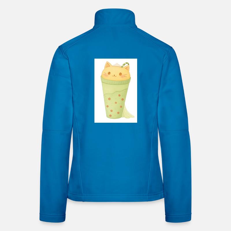 Kawaii Katze in Minze Bubble Tea - Frauen Softshelljacke - Lichtblau
