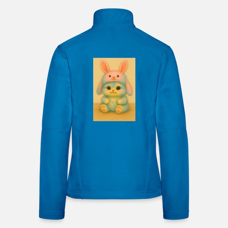 Pastell-Plüsch-Hasen-Duo Frauen Softshelljacke