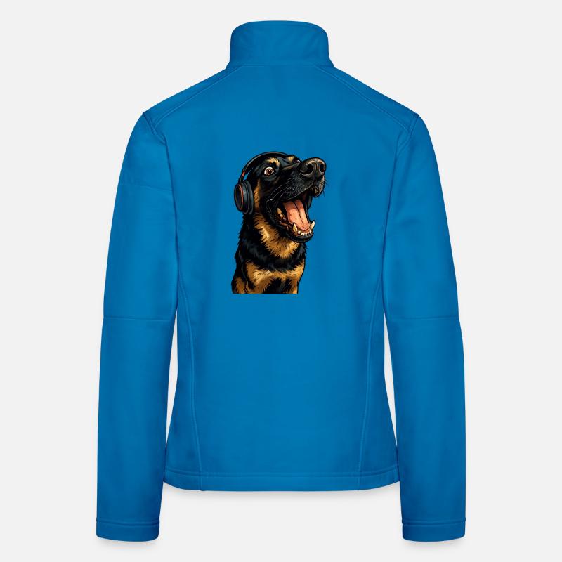 Kopfhörer-Rottweiler Portrait - Frauen Softshelljacke - Lichtblau