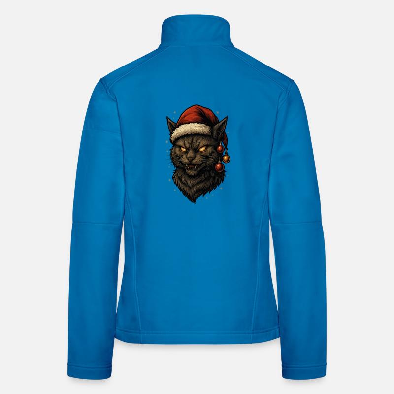 Schwarzer Weihnachtskater Frauen Softshelljacke