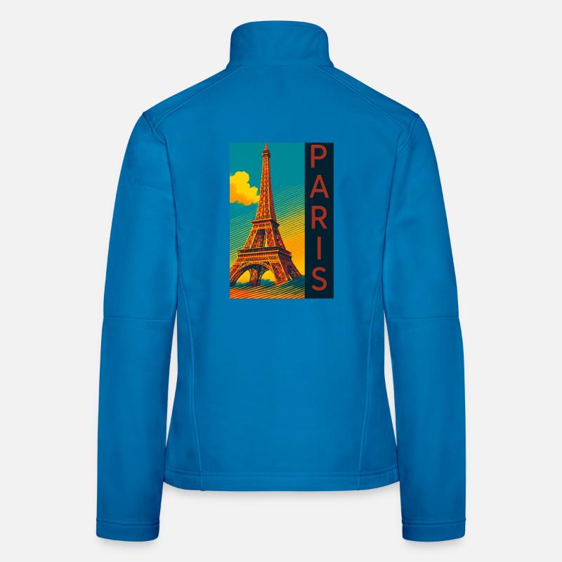 Paris PopArt Skyline Eiffel Tower Women's Softshell Jacket