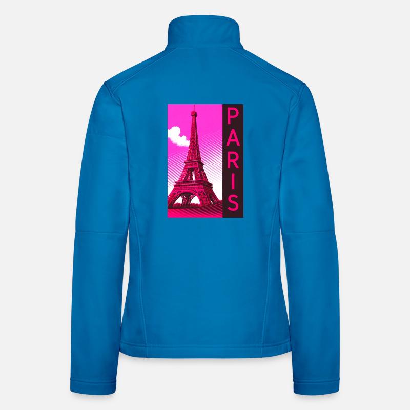 Paris Pink Eiffel Tower Retro Women's Softshell Jacket