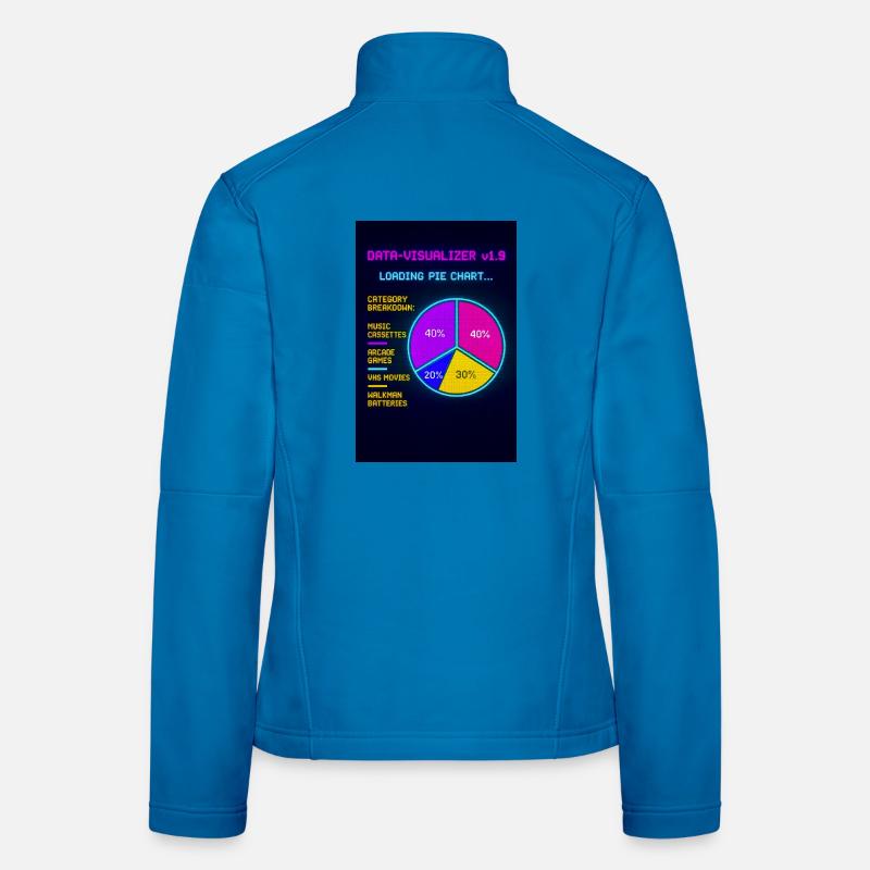 Graphique circulaire néon Visuel rétro Veste en tissu softshell Femme