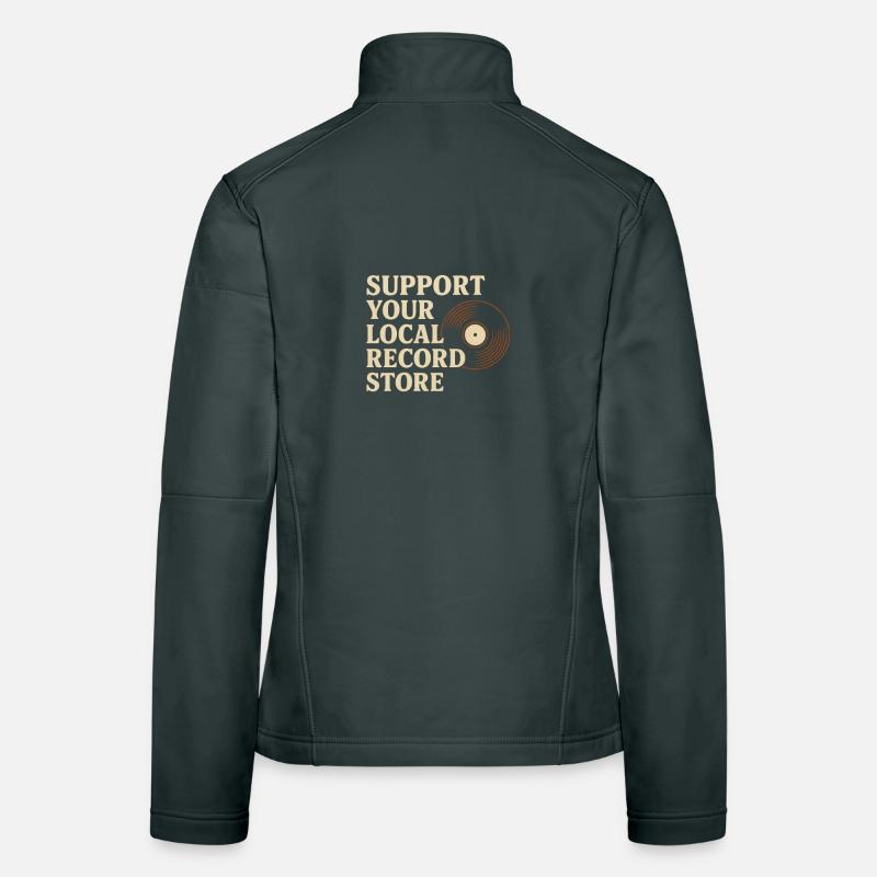 Support Local Record Store Vinyl Tee Women's Softshell Jacket
