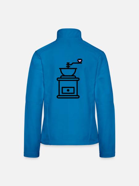 Coffee Love : Moulin à café avec vecteur cœur - Veste en tissu softshell Femme - bleu clair - Dos