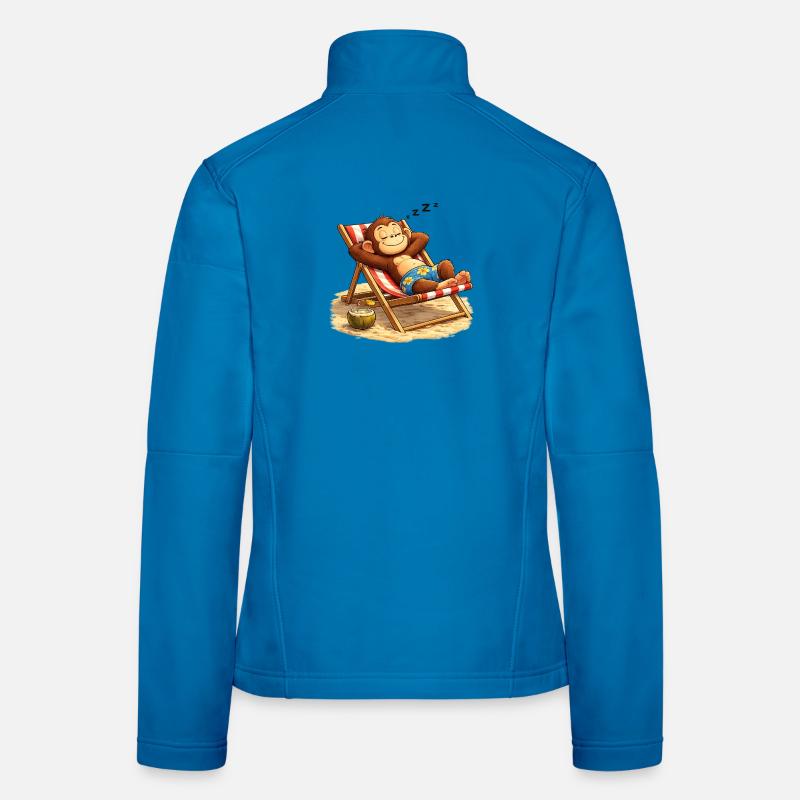 Tropischer Schlummeraffe am Strand Frauen Softshelljacke