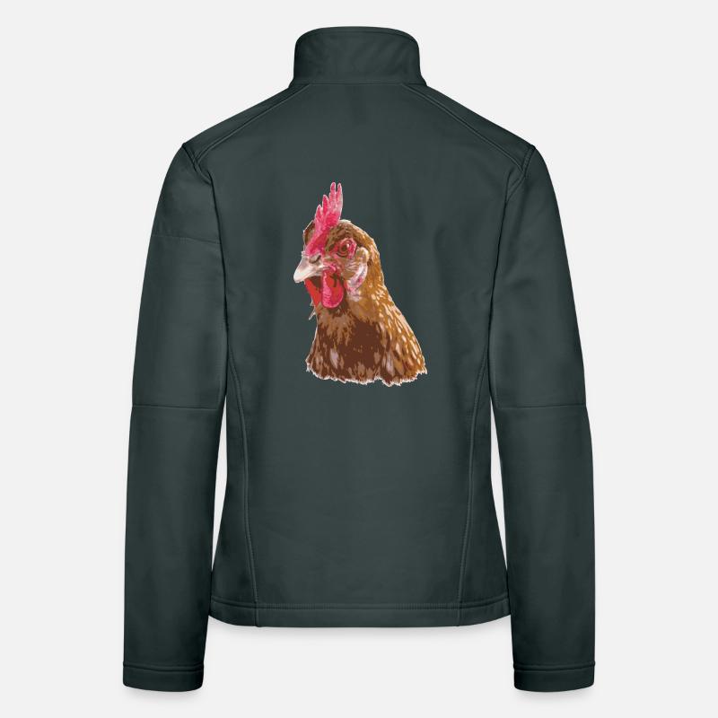 Fans de poulet - Coq - Coq - Poulet fleur - Bio Veste en tissu softshell Femme