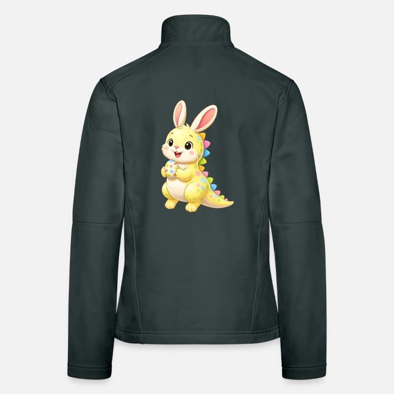Cute dino Easter bunny with colorful easter egg Women's Softshell Jacket