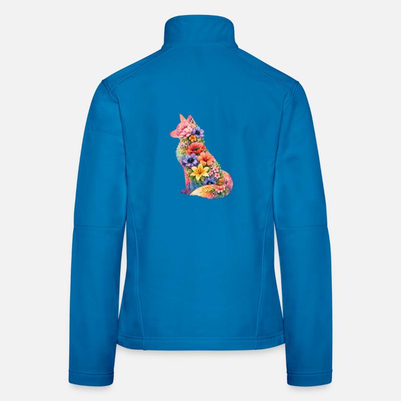 Fox Silhouette Flowers Women's Softshell Jacket