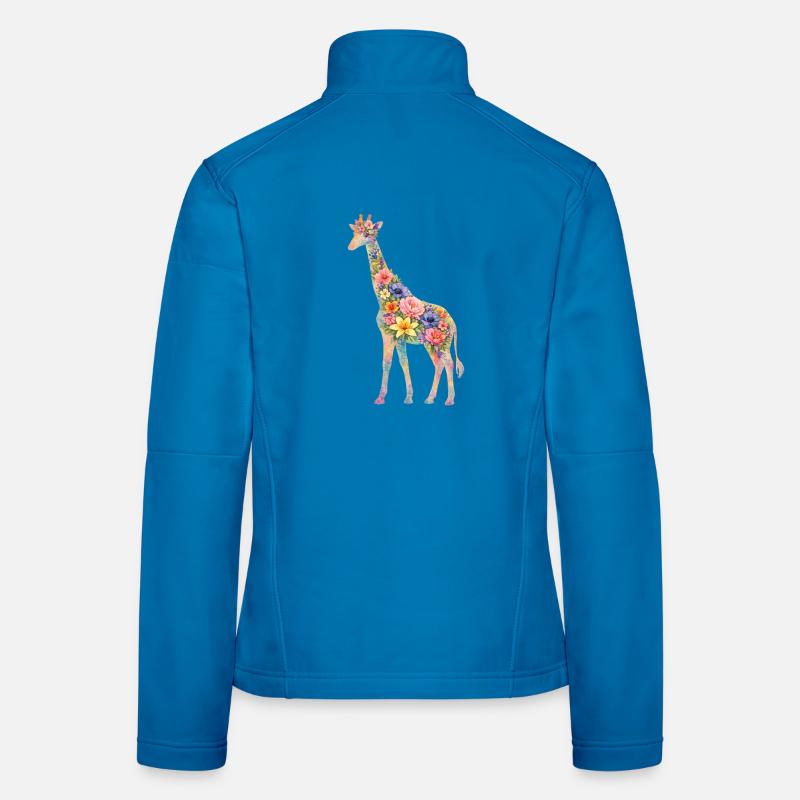 Fleurs en silhouette de girafe Veste en tissu softshell Femme