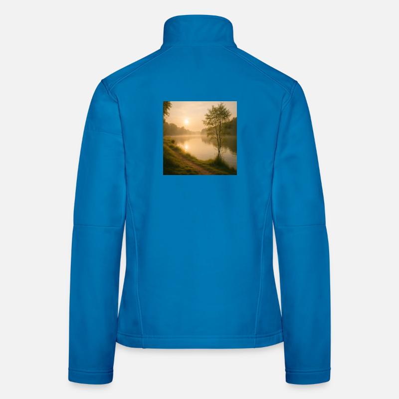 Morgengold am Flusspfad - Frauen Softshelljacke - Lichtblau