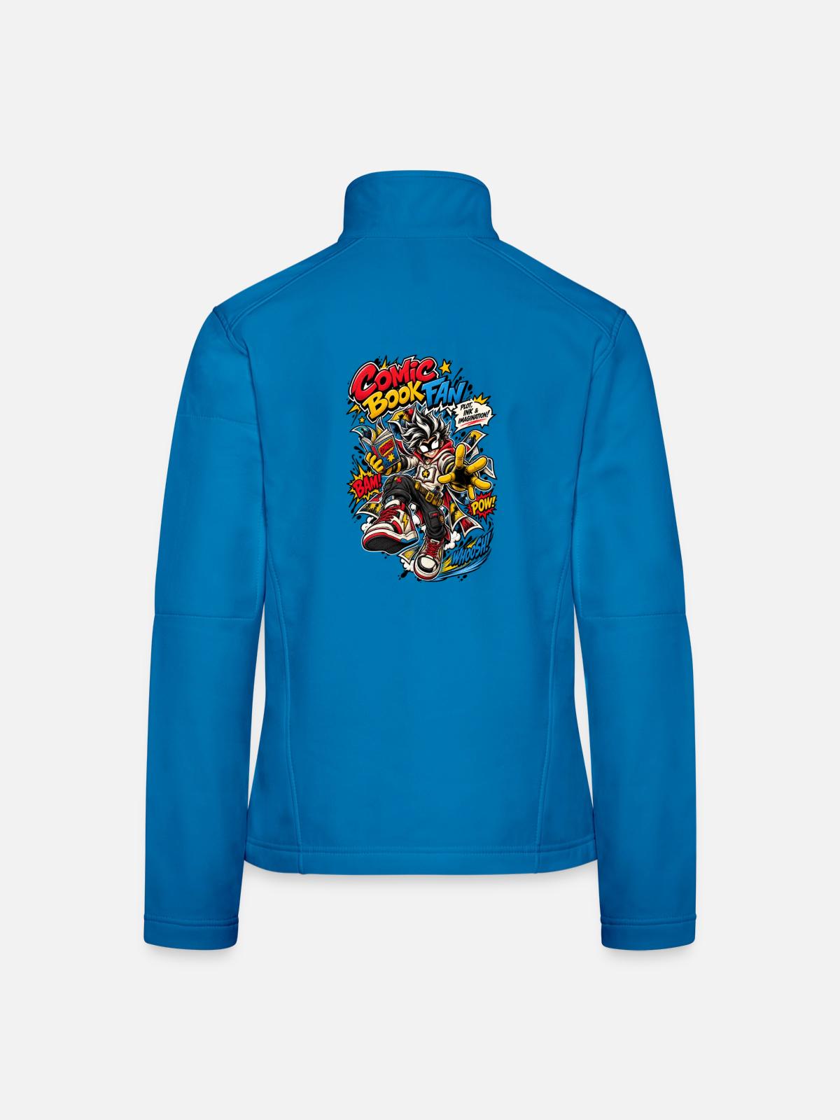 Comicbuch-Fan-Helden Tintenspritzer - Frauen Softshelljacke - Lichtblau - Hinten
