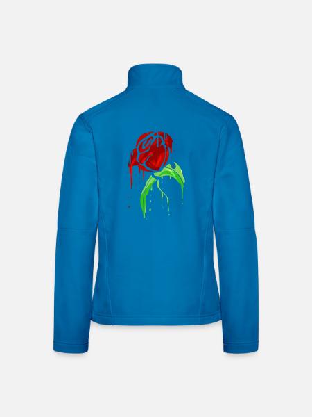 Blutende rote Rose tropfend - Frauen Softshelljacke - Lichtblau - Hinten