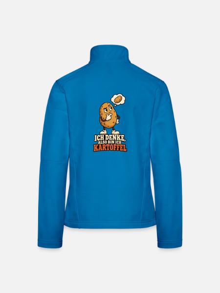 Ich denke, also bin ich Kartoffel - Frauen Softshelljacke - Lichtblau - Hinten