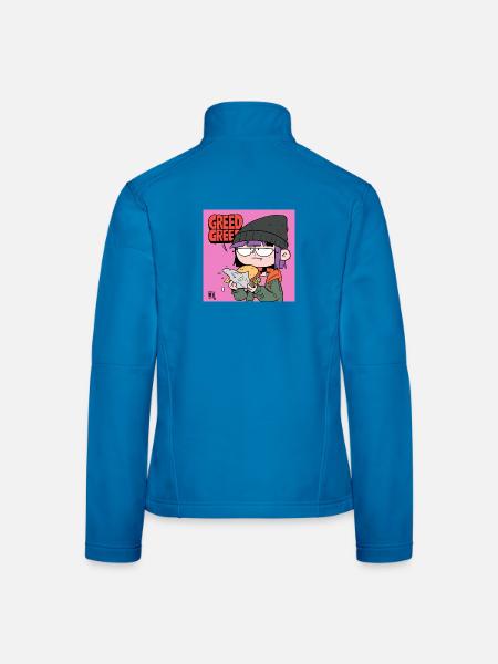 Gierige Burger Cartoon Motiv - Frauen Softshelljacke - Lichtblau - Hinten