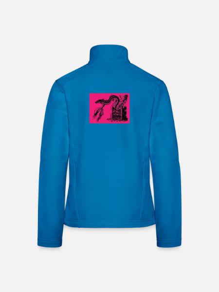 Aal entspringt Bleistift und verschwindet in PC - Frauen Softshelljacke - Lichtblau - Hinten