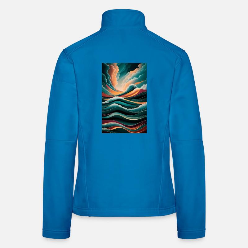 Surreal Waves & Clouds Vibrant Abstract Landscape Women's Softshell Jacket