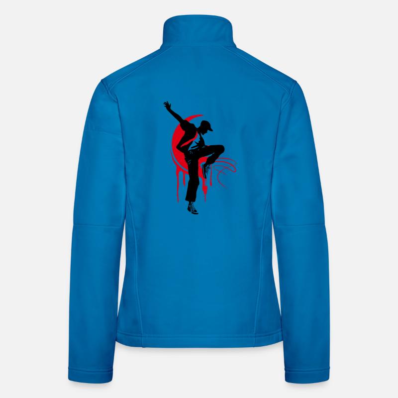 Breakdancer Dancer Silhouette en Rouge Noir Veste en tissu softshell Femme