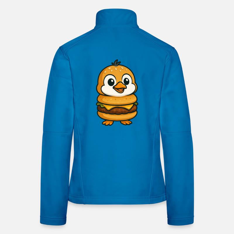 Funny Penguin Burger Cheeseburger Mythical Creature Women's Softshell Jacket